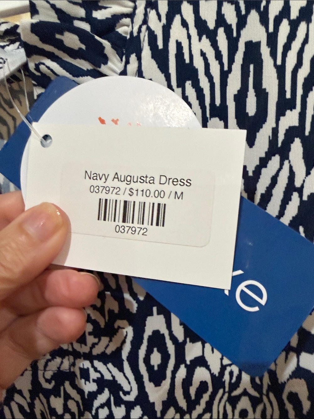 La mer luxe Sleeveless Navy & White Printed Shift Dress.Size Medium NWT - Picture 4 of 5
